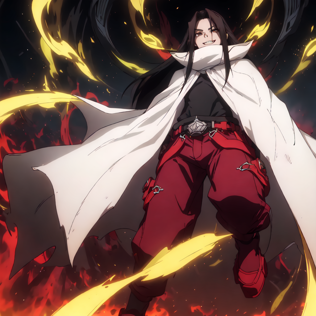 03561-133667-Background energy burst. Surrounding energy, evil smile__1 boy with long balck hair, white cloak, red gloves, red shoes, red pan.png